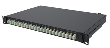 Выдвижная коммутационная панель 24xLC/UPCDuplex бежевого цвета, Глубина: 300 мм, цвет: чёрный