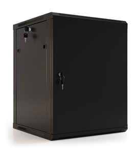 Hyperline TWB-0666-SR-RAL9004 Шкаф настенный 19-дюймовый (19"), 6U, 367x600х600мм, металлическая передняя дверь с замком, две боковые панели, цвет черный (RAL 9004) (разобранный)