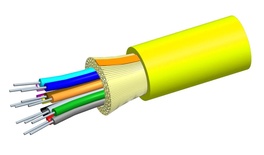 Внутренний оптический кабель, кол-во волокон: 24, Тип волокна: OS2,G.652.D and G.657.A1 TeraSPEED® буфер 900мк, конструкция: ODC, изоляция: LSZH Riser, EuroClass: Dca, диаметр: 8,6 мм, -20 - +70 град., цвет: жёлтый