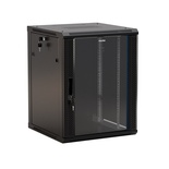 Hyperline TWB-2266-GP-RAL9004 Шкаф настенный 19-дюймовый (19"), 22U, 1086x600х600мм, стеклянная дверь с перфорацией по бокам, ручка с замком, цвет черный (RAL 9004) (разобранный)