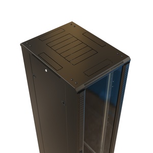 Шкаф напольный 19-дюймовый, 22U, 1166x600х800 мм (ВхШхГ), передняя стеклянная дверь со стальными перфорированными боковинами, задняя дверь сплошная, цвет черный (RAL 9004) (разобранный)